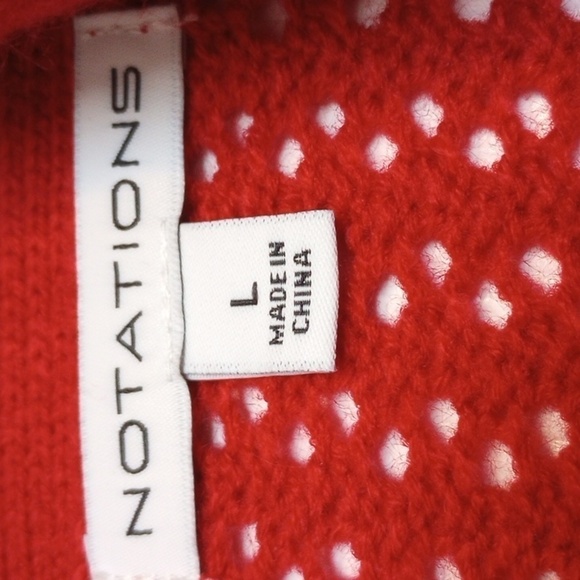 Notations Womens Cardigan Sz L Red Knit Cozy Fall Warm Comfy Winter Holiday - Picture 2 of 6